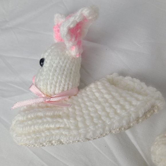 Adorable Bunny Knit Toddler Baby Booties with Grippy Bottoms 5" - Picture 5 of 5